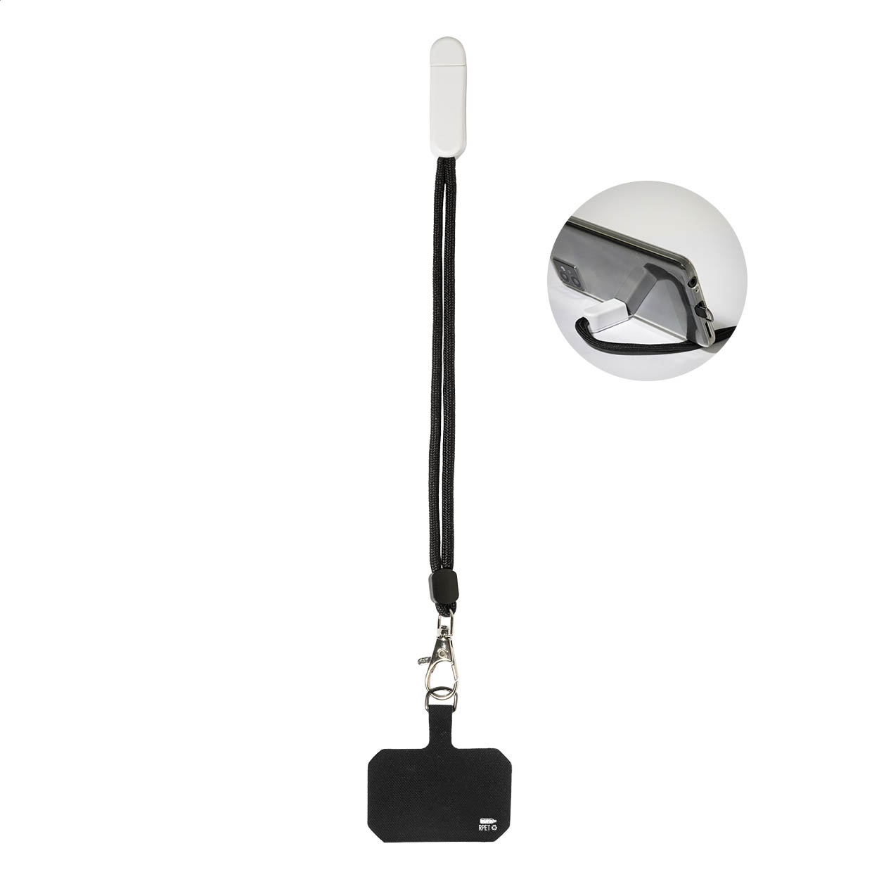 CuffStand RPET-Handyhalter-Handgelenkschlaufe mit Tischständer und Logo bedrucken mit Logo