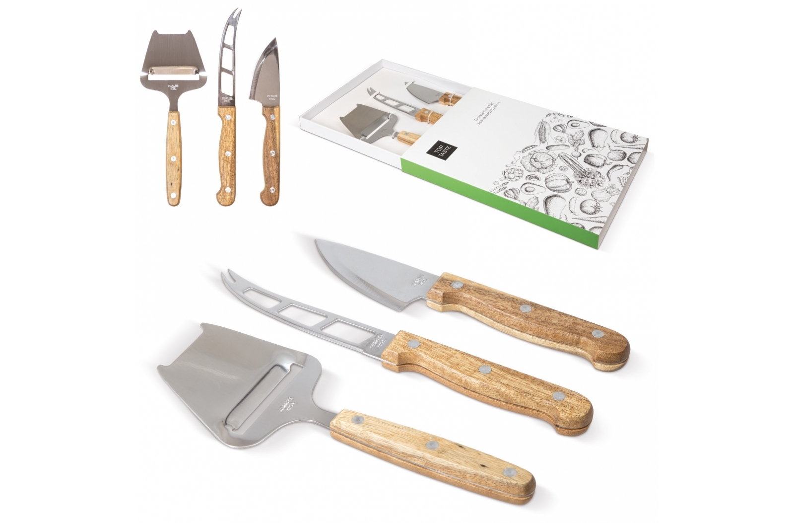 Acacia Wood Cheese Set - Ashover - Tewkesbury