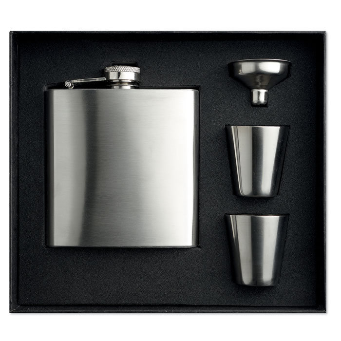 Satin Finish Hip Flask Set - Ashington - Horrabridge