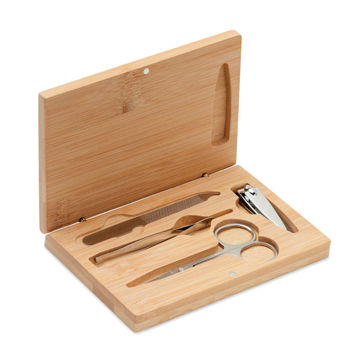 4-Piece Stainless Steel Manicure Set in Bamboo Case - Childwall