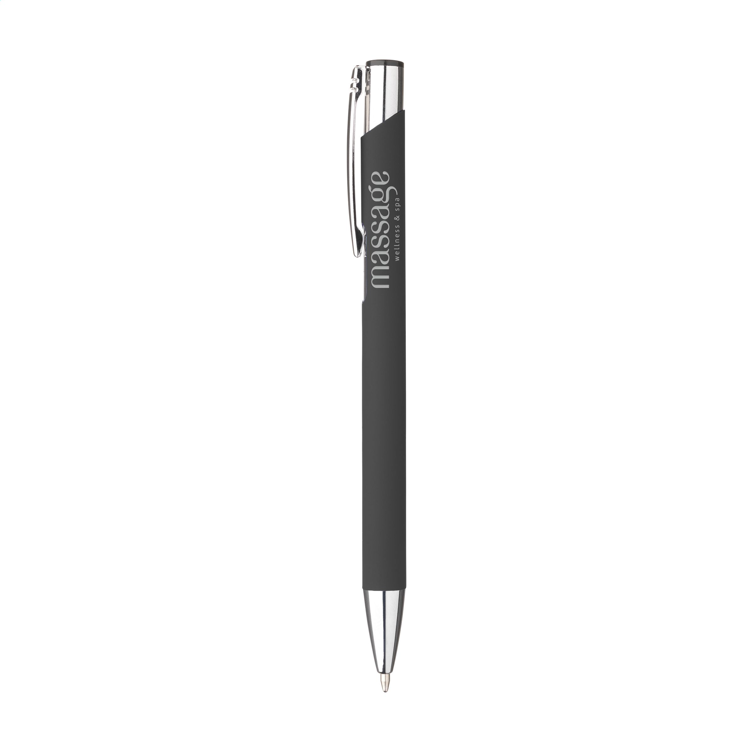 An aluminum ballpoint pen with a rubberized finish - from Swineshead - Falkland