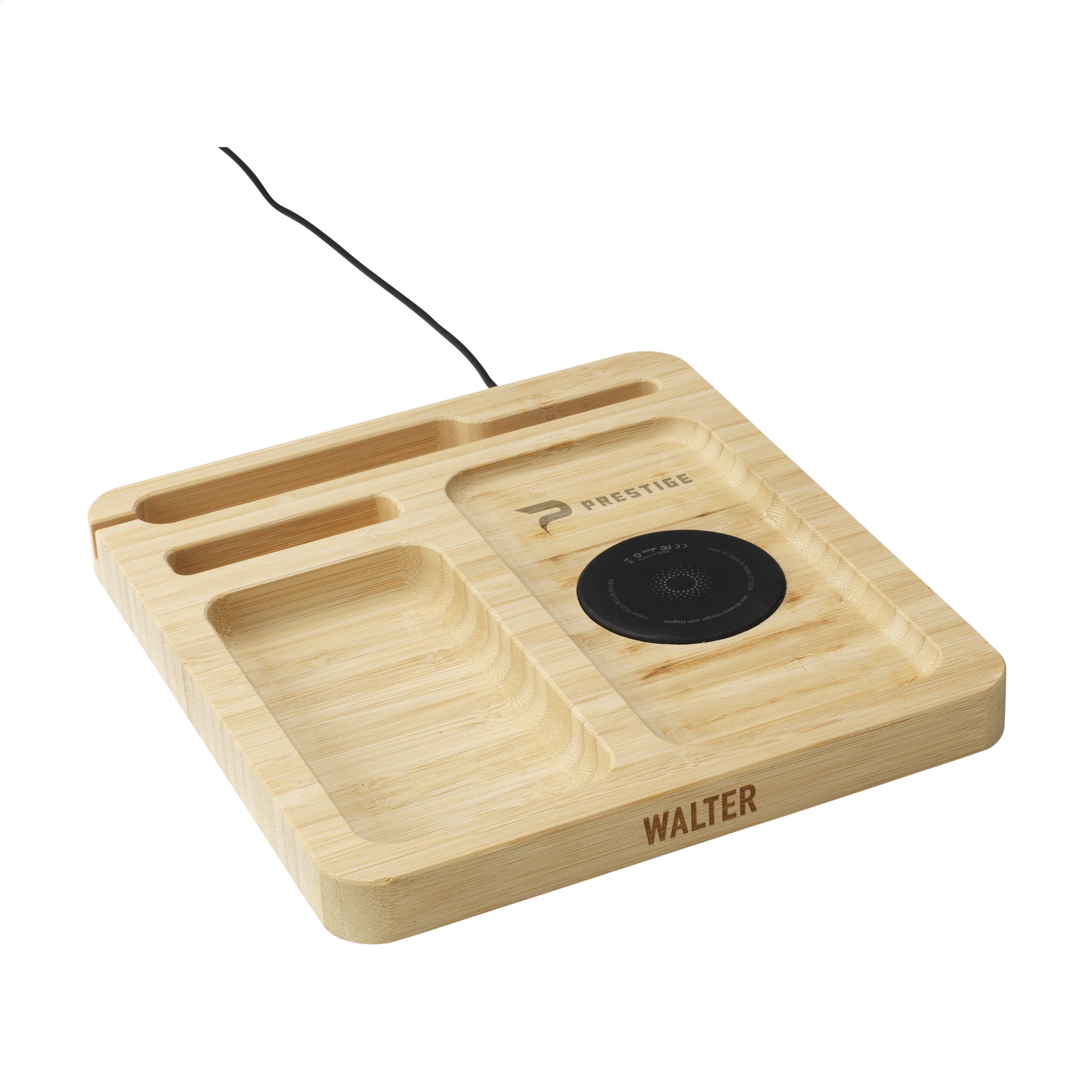 Bamboo Desk Organizer and Wireless Charger - Thrumpton - Brentwood