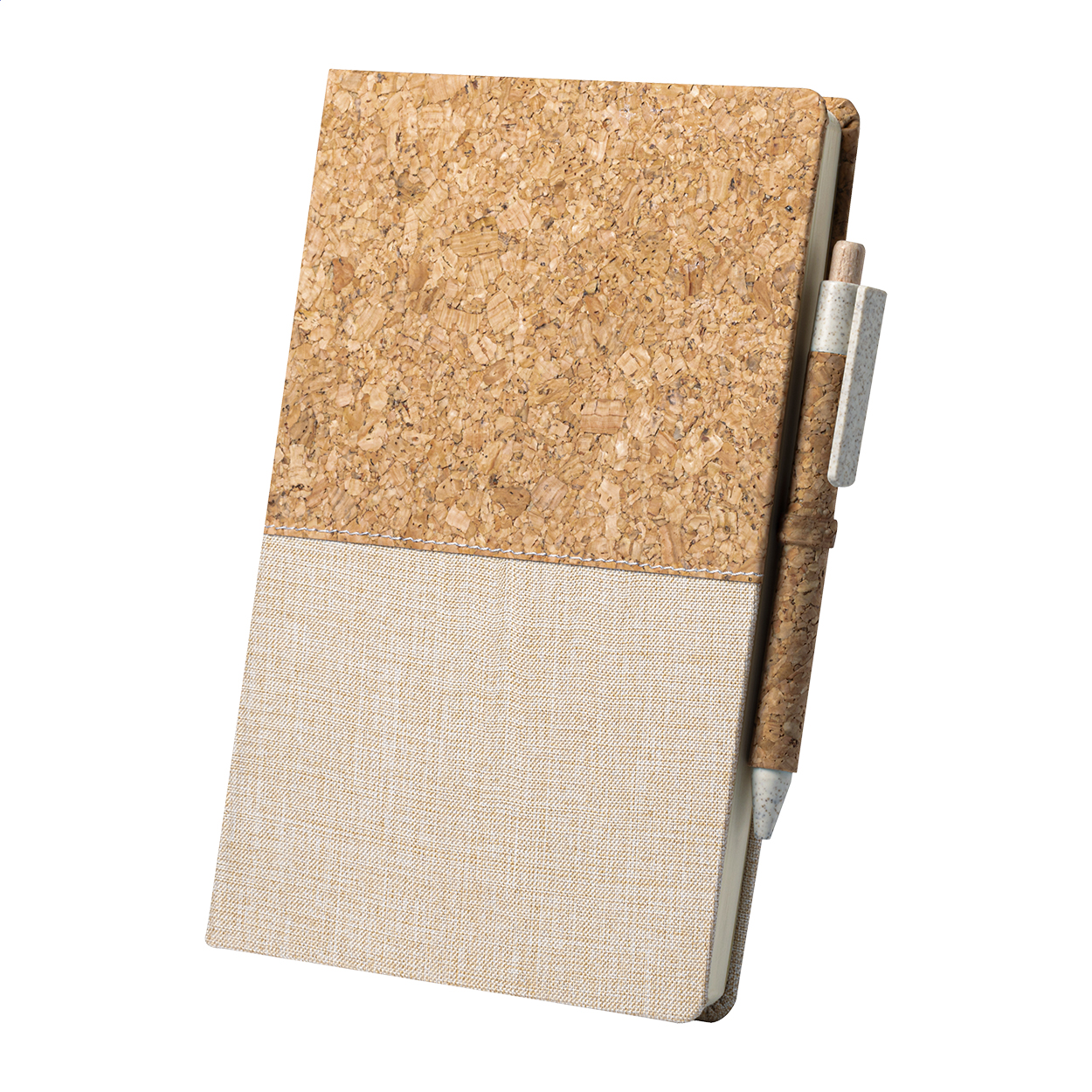 Gennar A5 cork and cotton notebook with wheat straw pen and logo