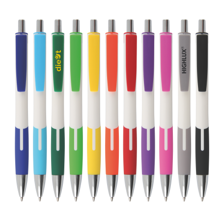 ANTIGUA Kugelschreiber mit weißem Gehäuse und Clip in Vollfarbe - Gnoien