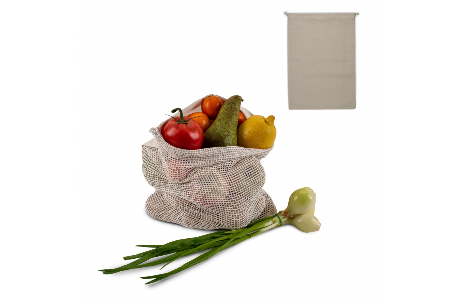 Reusable Unbleached Cotton Food Bag with Mesh - Teignmouth