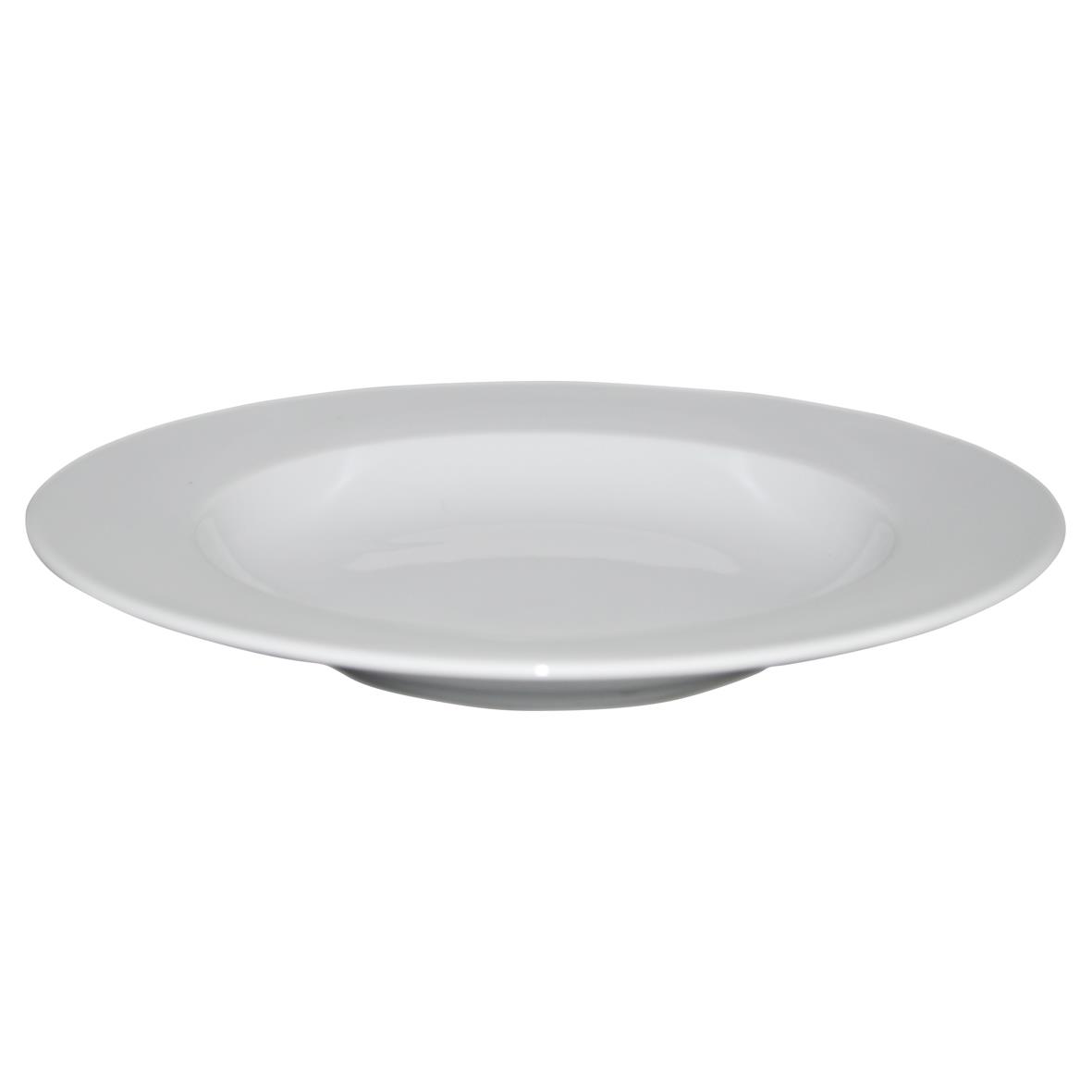 Weißer Tiefer Teller mit Breitem Rand 23 cm - Zittau bedrucken mit Logo