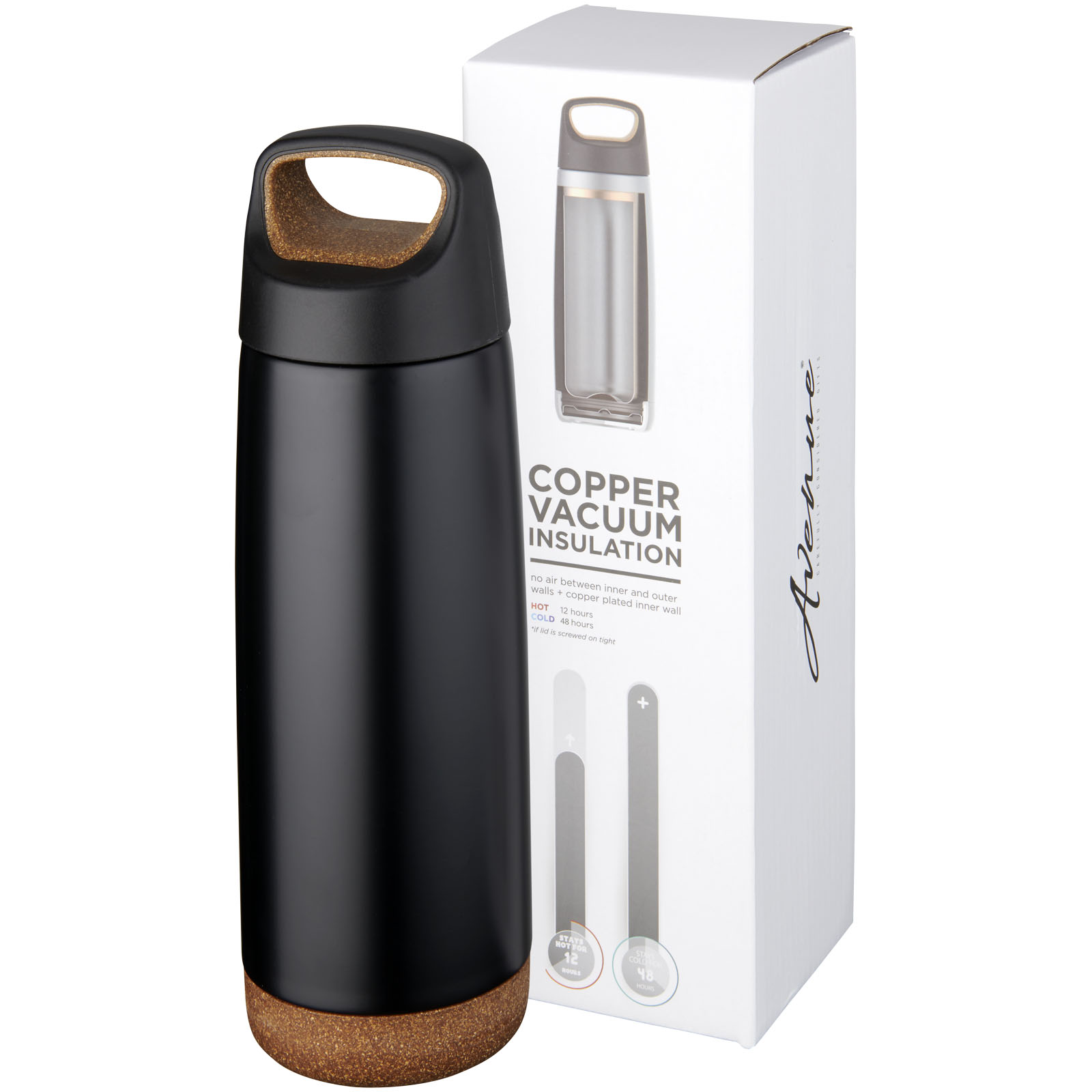 Double-Wall Stainless Steel Vacuum Insulated Bottle with Cork Lid - Litherland 600ml