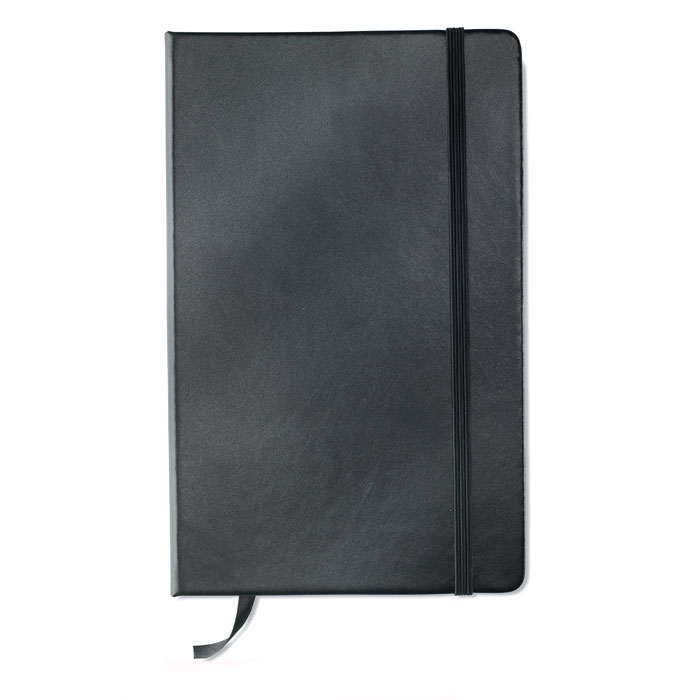 A5 hardcover notebook with elastic strap and ribbon page-marker, made of PU - Castle Donington