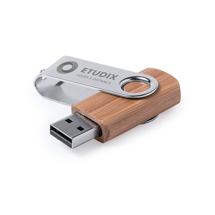 Lecteur flash USB en bois de bambou de 16 Go avec pince métallique - Walton