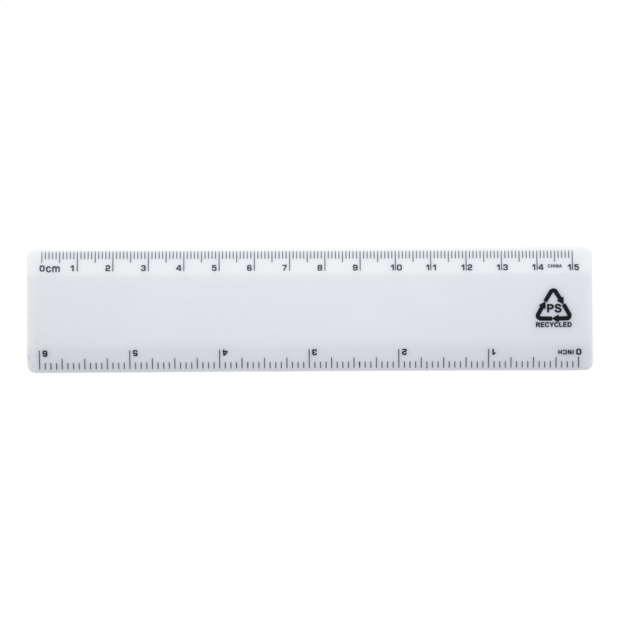 Relin 15 cm Lineal mit Logo aus recyceltem PS-Kunststoff