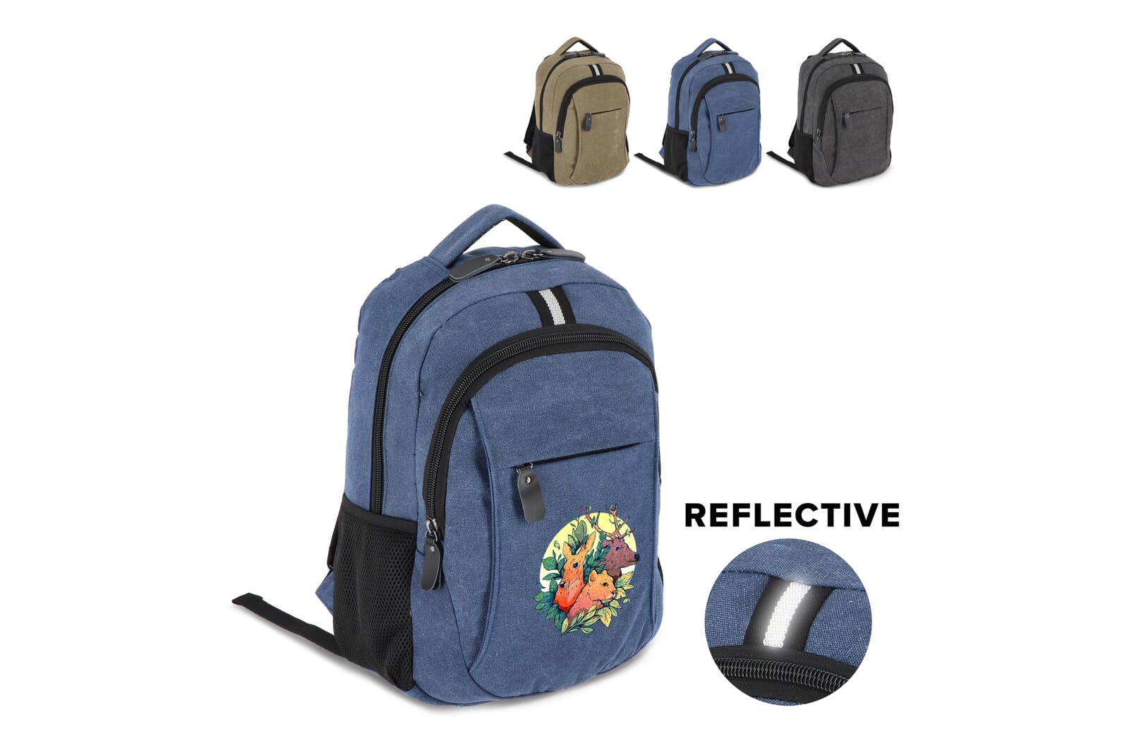 Harper recycled cotton canvas backpack with laptop pocket and logo printed with logo