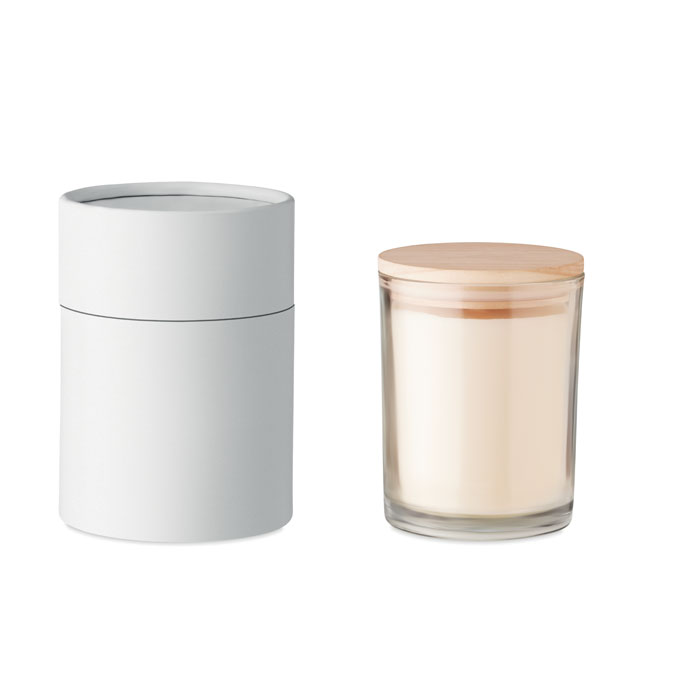 Vanilla Scented Glass Candle with Bamboo Lid - Ashford-in-the-Water - Berwick St John