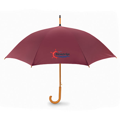 A 23-inch automatic opening umbrella made of polyester, featuring wooden details - Jordans