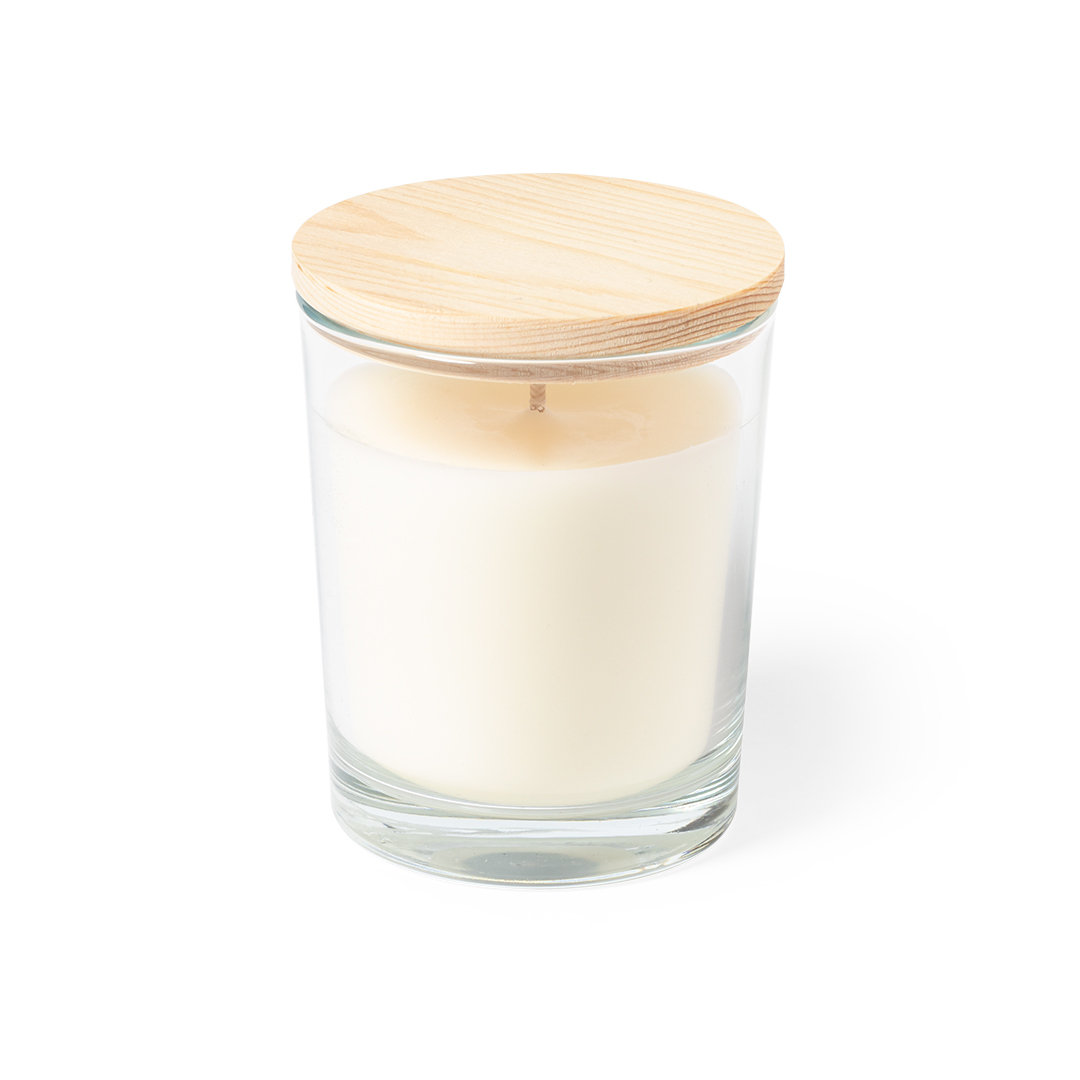 European Vanilla Scented Glass Jar Candle with Wooden Lid - Alkborough