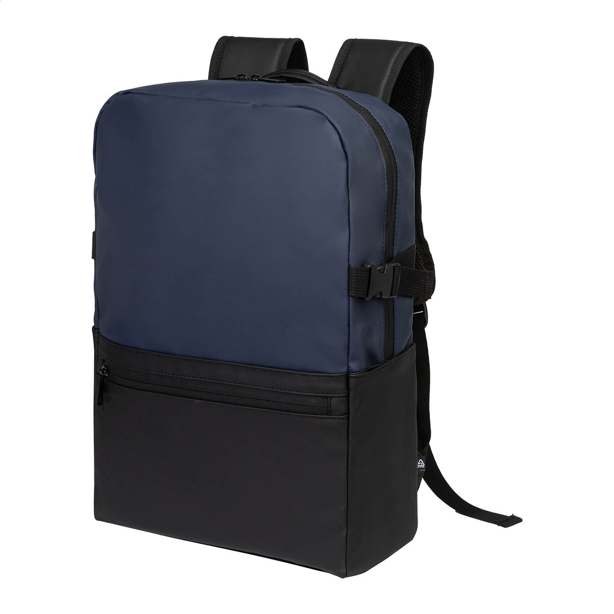 Boulton two-tone waterproof backpack in recycled PU with your logo printed with logo