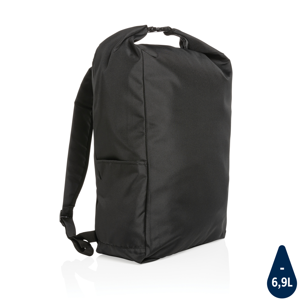 Environmentally Friendly 300D RPET Rolltop Backpack - Lymm - Monmore Green