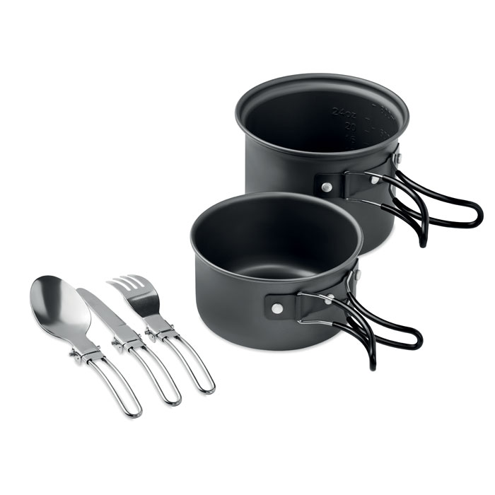 Aluminium Camping Pot Set with Stainless Steel Cutlery - Birkenhead