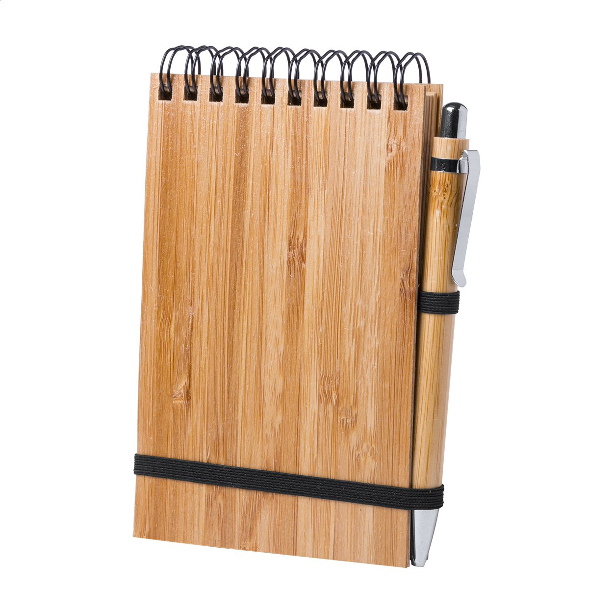 Shunan bamboo covered spiral notebook with bamboo pen and your logo