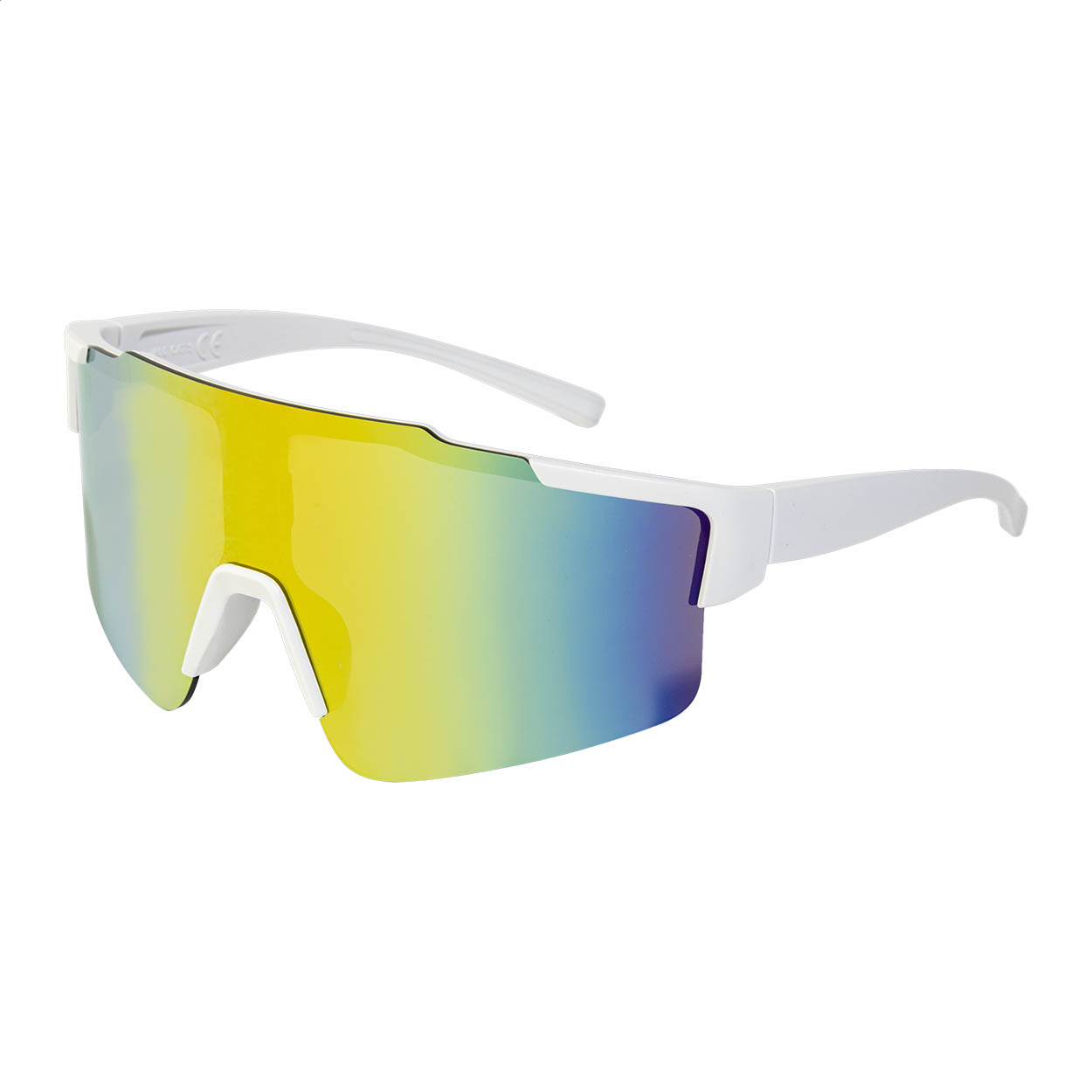 Aerospin recycled PC sport sunglasses with mirrored lens and logo