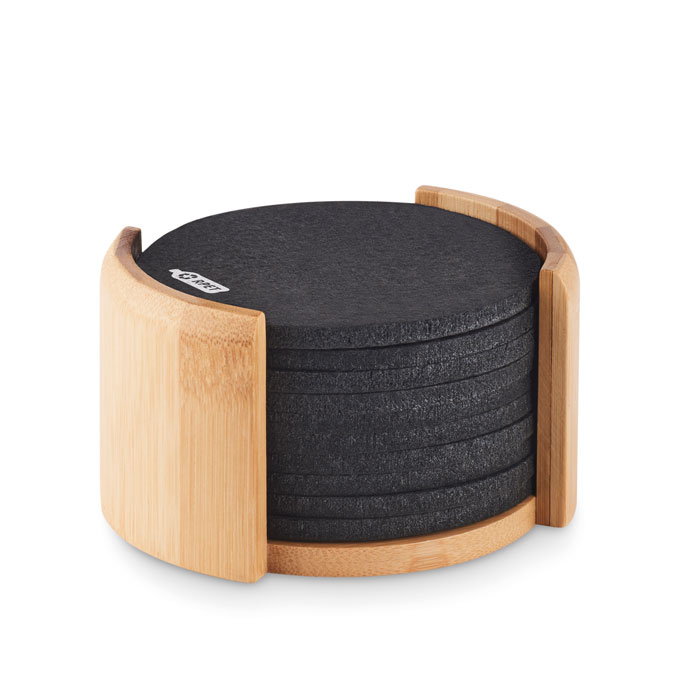 Set of Coasters made of RPET Felt with a Bamboo Holder - Wingham