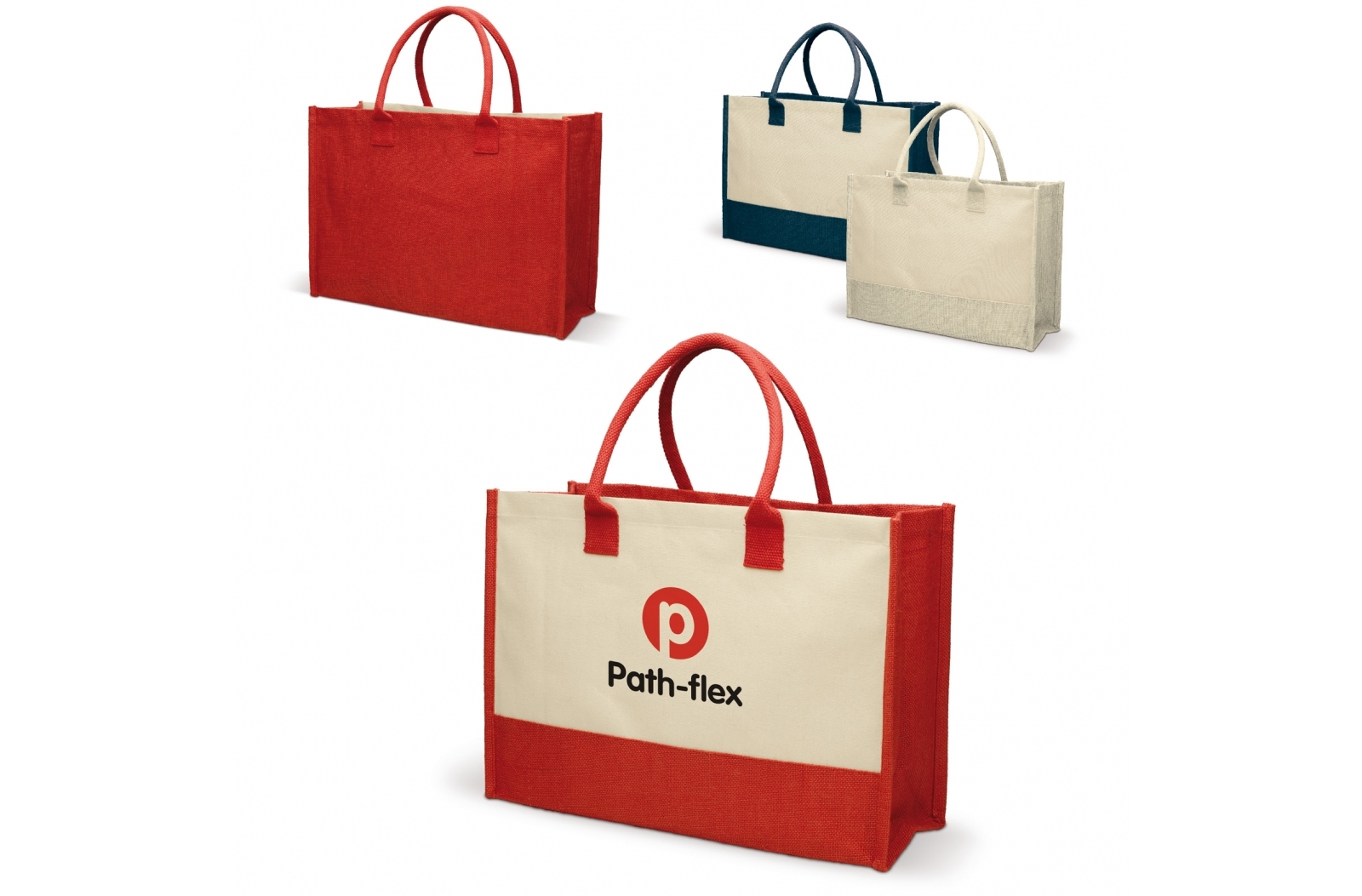 A shopping bag made from a mix of jute and canvas materials, featuring handles made from cotton rope. - Harby