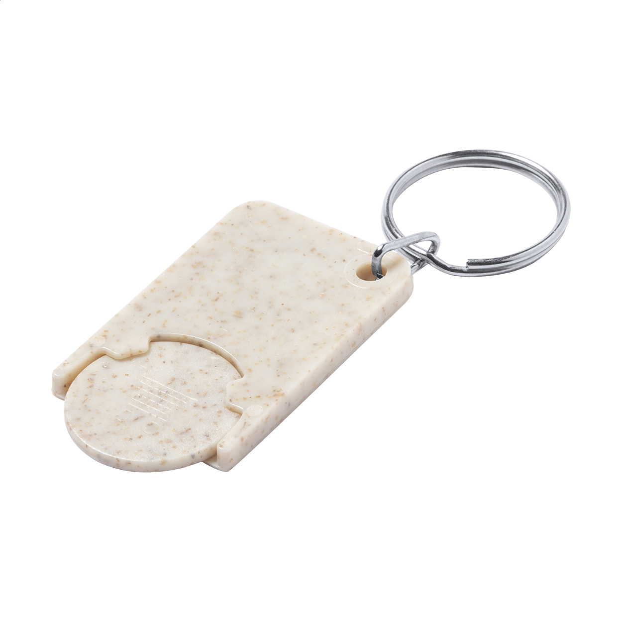 Prolex wheat straw and ABS trolley coin keyring with logo