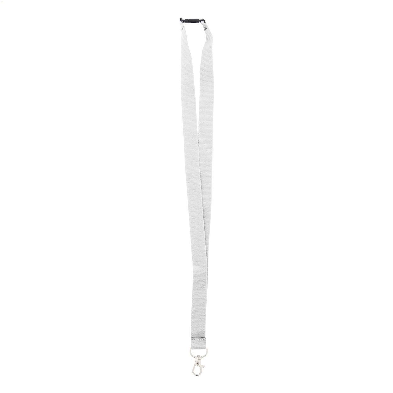 Revent RPET polyester lanyard with metal carabiner and logo printed with logo