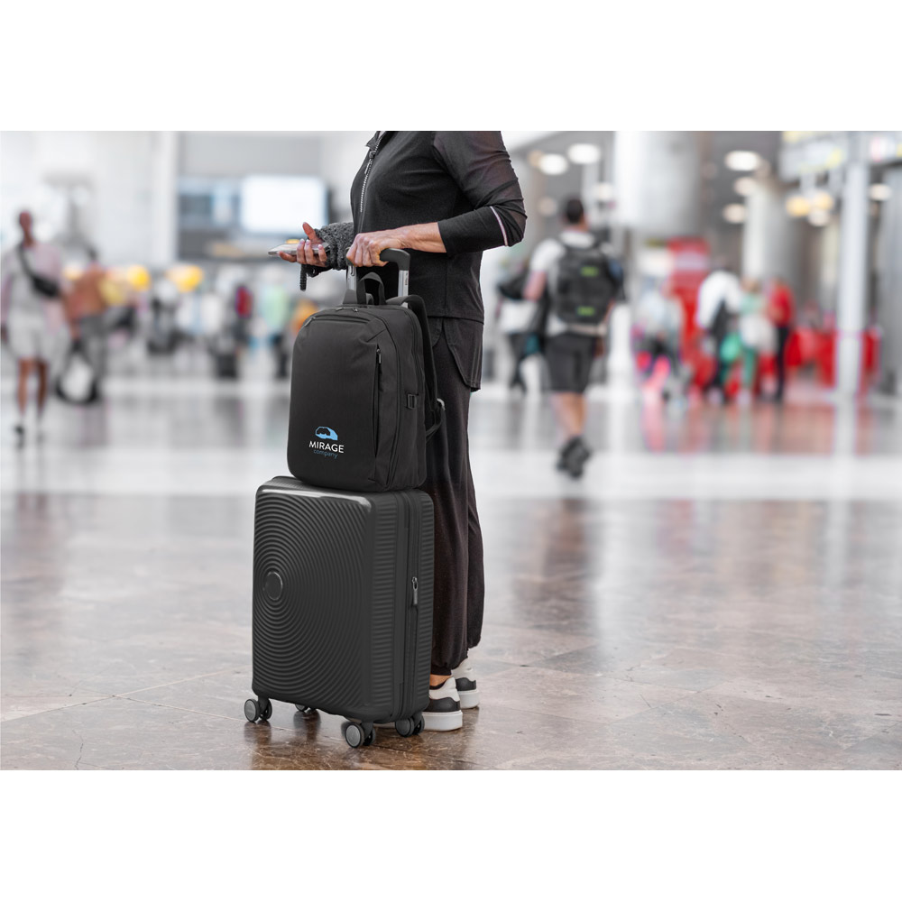 UDINE. Reiserucksack mit einem vollständig zu öffnenden Fach aus hochwertigem 300D recyceltem Polyester, 16 Zoll