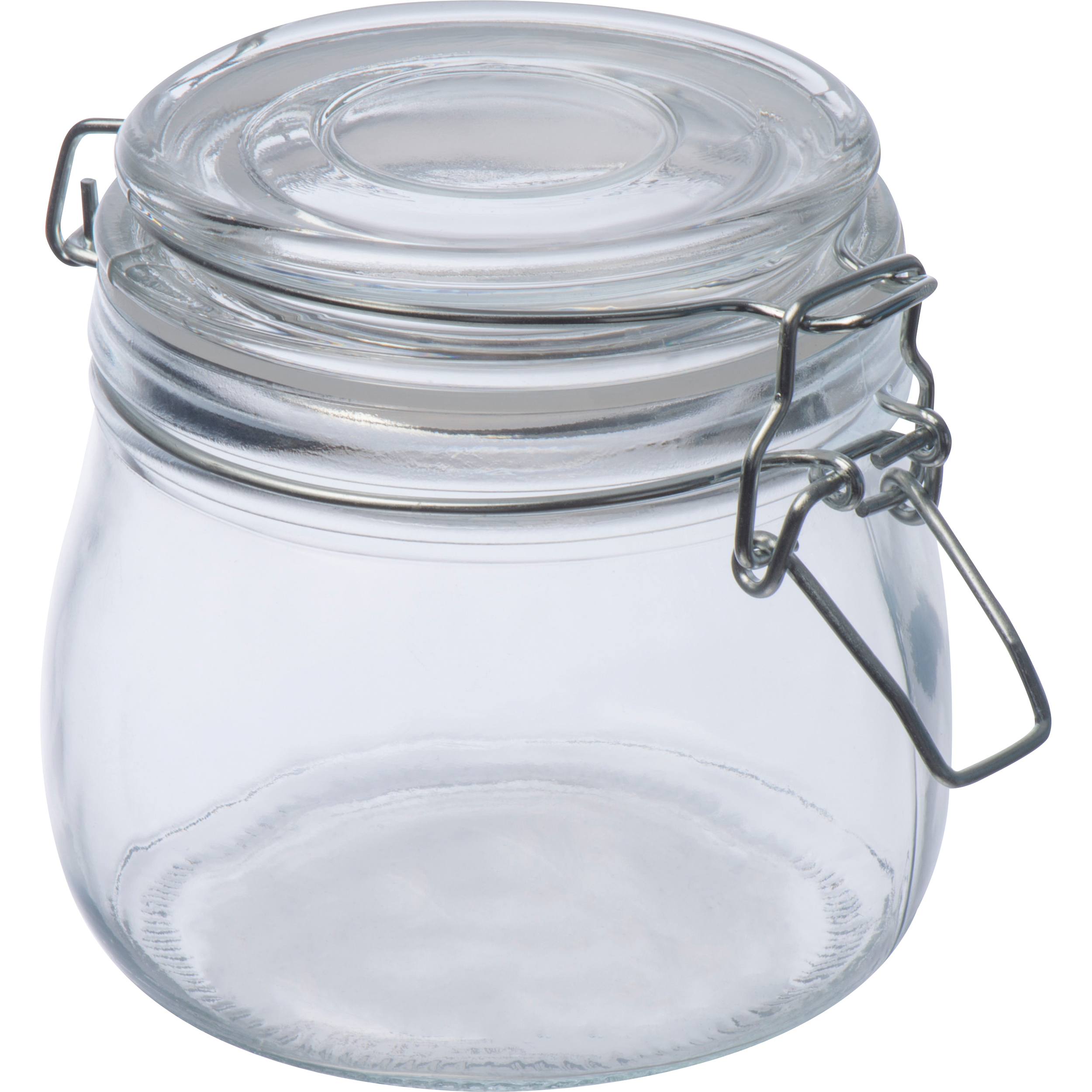 A glass jar that comes with a swing-top lid and a printed logo. - Lye Green