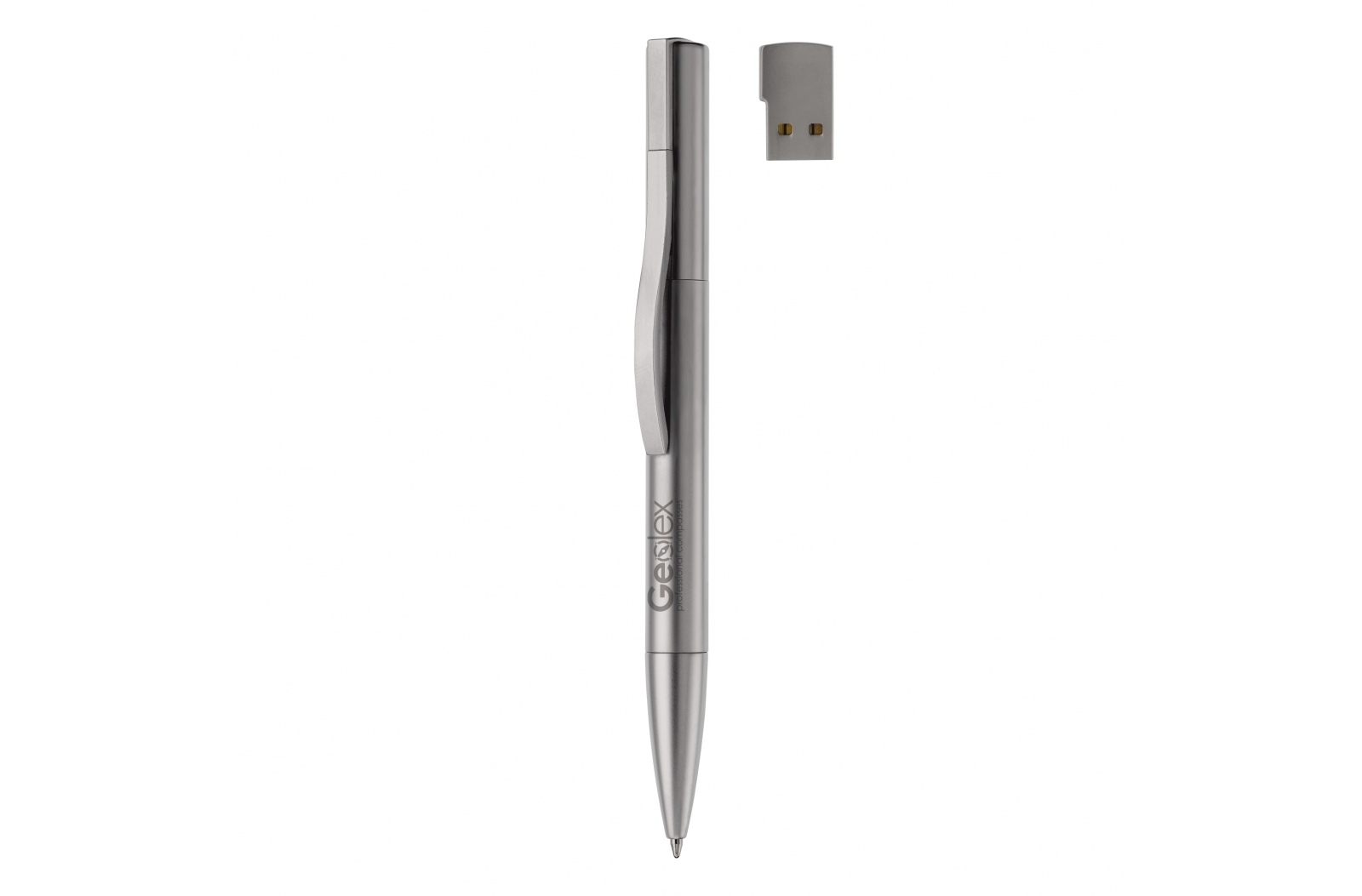A ballpoint pen that comes with a metallic USB, produced in Stansted Mountfitchet. - Grays