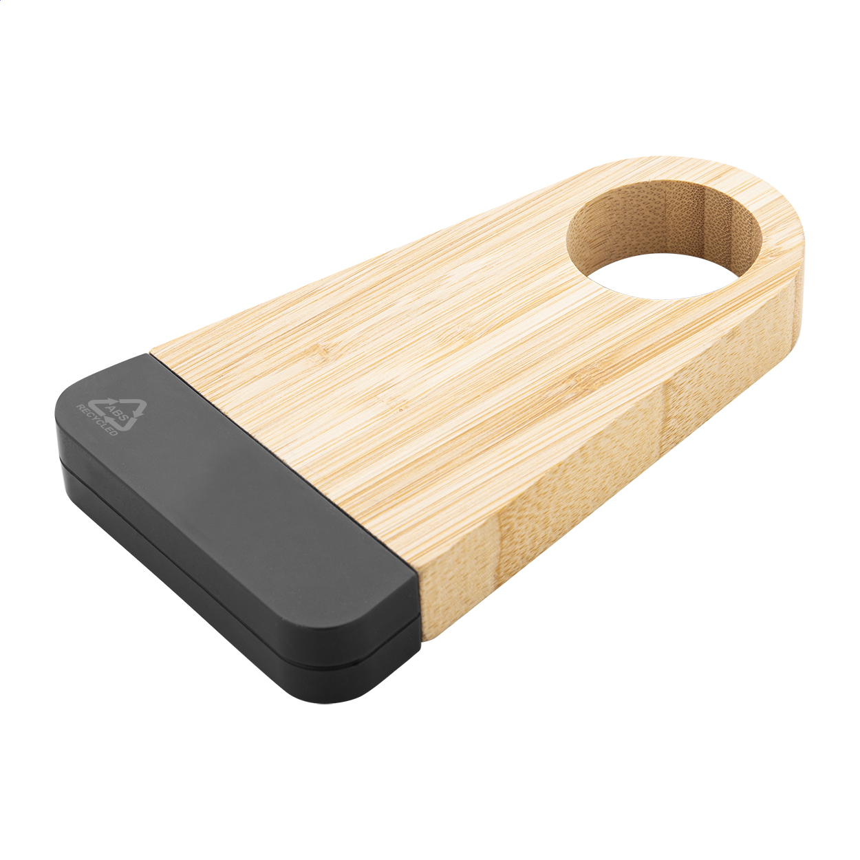 Kyoho bamboo and recycled ABS wine bottle holder with corkscrew and logo