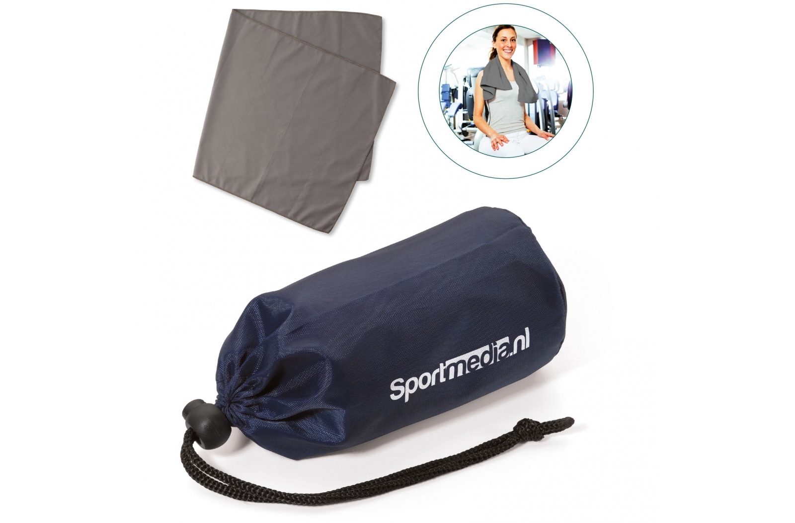 Microfiber Sports Travel Towel in Polyester Pouch - Runcorn