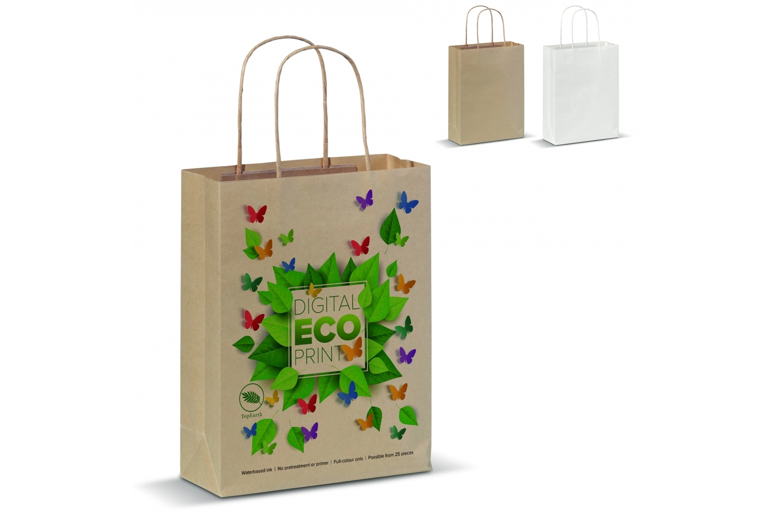 Kraft paper bag with twisted paper handles, certified by the Forest Stewardship Council - Falkland