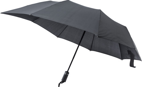 An automatic umbrella made from Pongee (190T) consisting of nine panels. The umbrella's back is extended to ensure that your backpack remains dry. It is built with a metal and fibreglass frame for increased durability, and includes a plastic handle for ease of transportation. The umbrella is also stormproof, providing reliable safety in severe weather conditions - Ripple. - Alvechurch