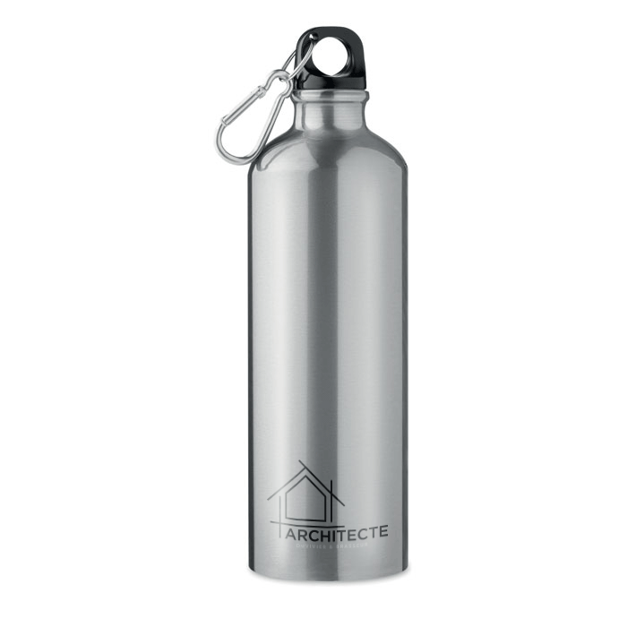 Single Wall Aluminium Water Bottle with Carabiner - Bournemouth