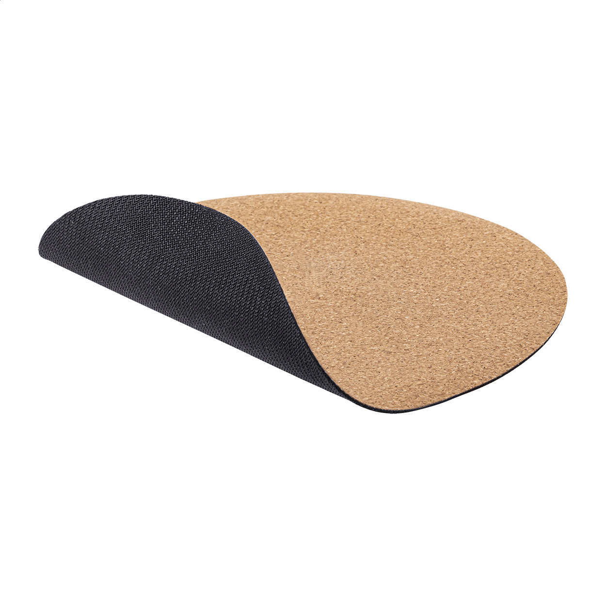 Corpad Rond round natural cork mouse pad with silicone base and logo