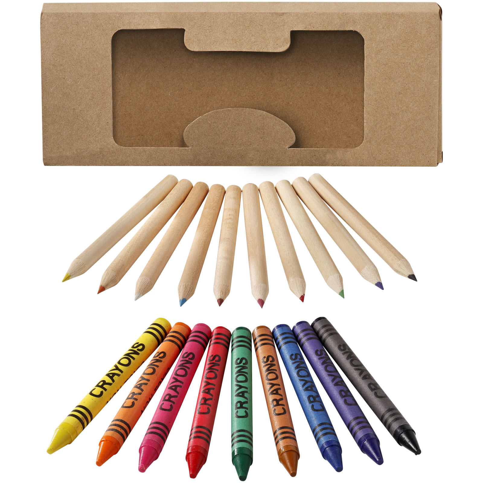 Coloured Wax Crayons and Pencils Set - Graffham