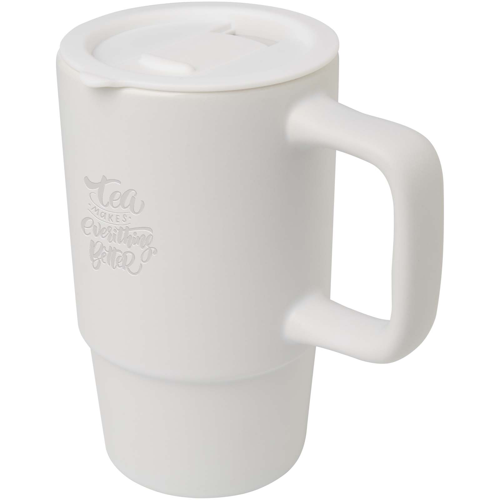 Carter 450 ml Keramikbecher mit Kunststoffdeckel - Wurzen bedrucken mit Logo
