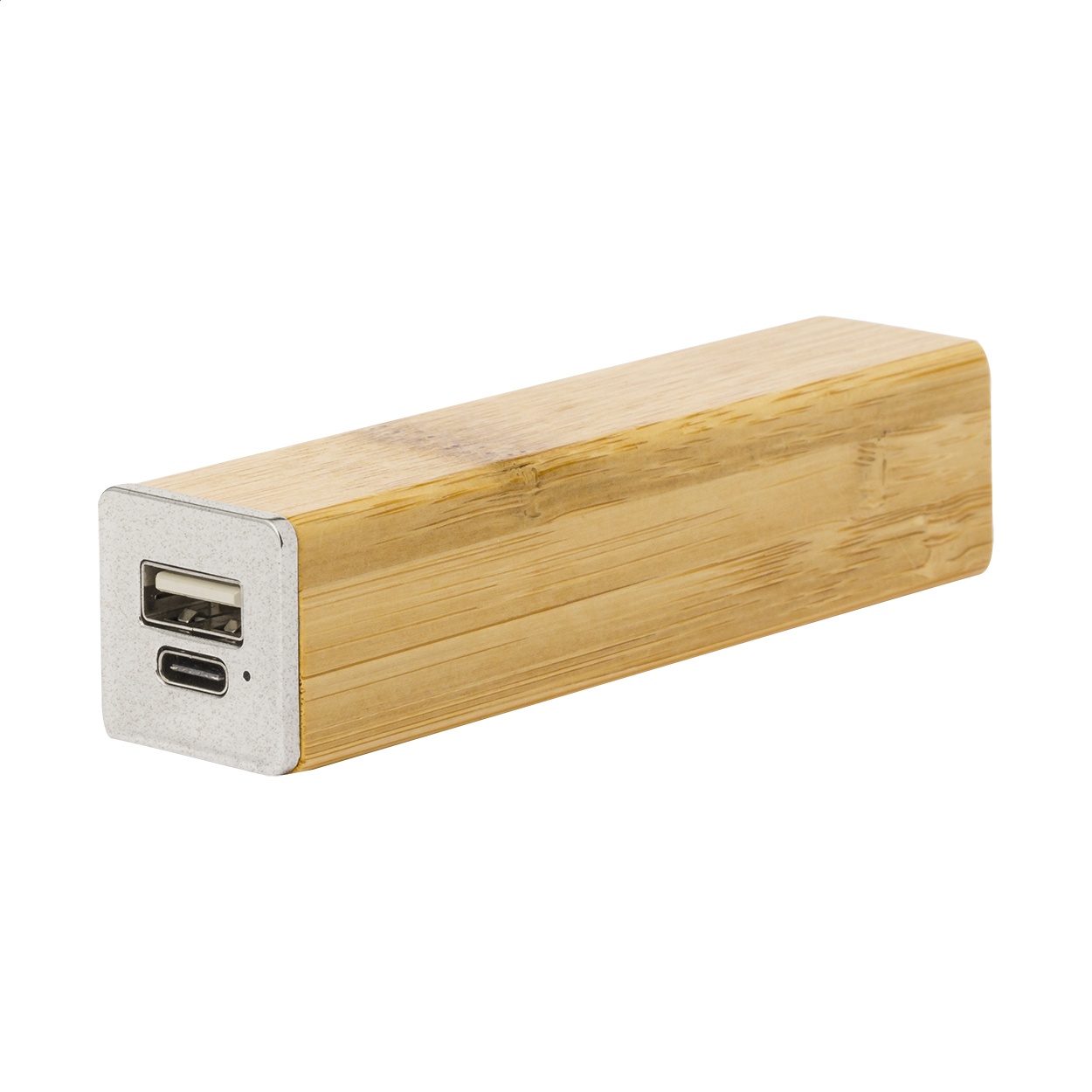 Bamster power bank in bamboo and wheat straw with 2200 mAh battery and logo