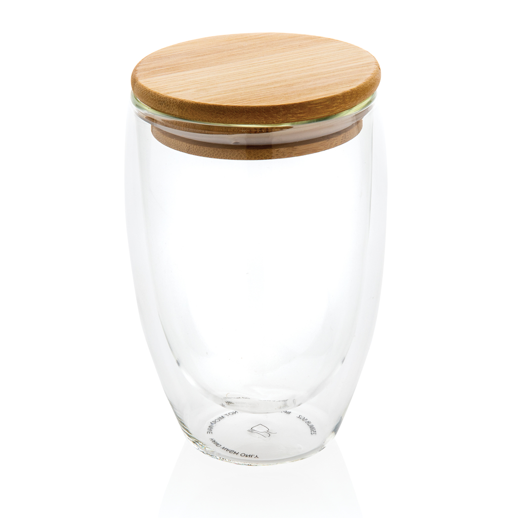 Double Wall Borosilicate Glass with Bamboo Lid 350ml - South Queensferry