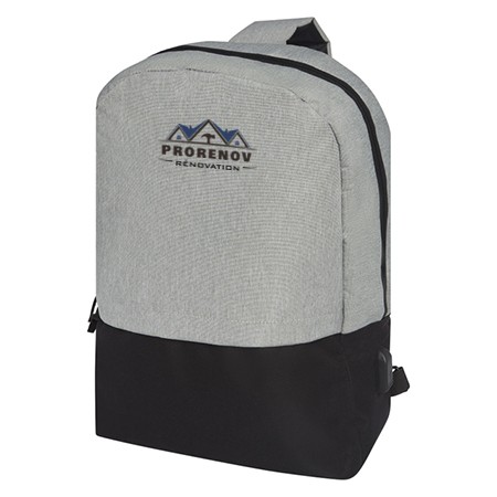 A single-shoulder strap backpack with a heathered design, including a USB port. - Longborough
