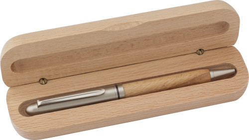 A bamboo wood pen featuring a metal ballpoint tip - Little Tew - Cooling