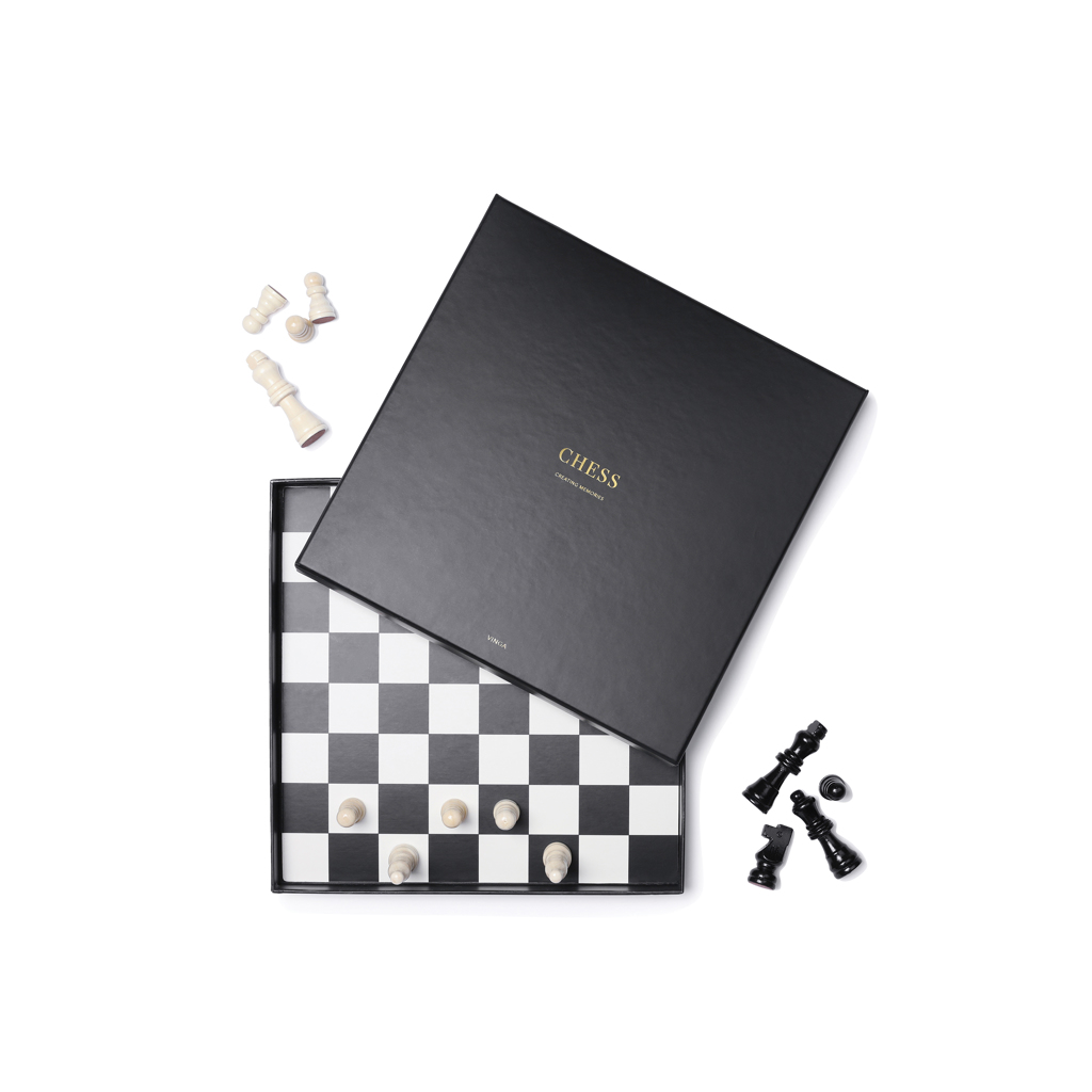 Classic Lacquered Wood Chess Game with Storage Box - Minehead