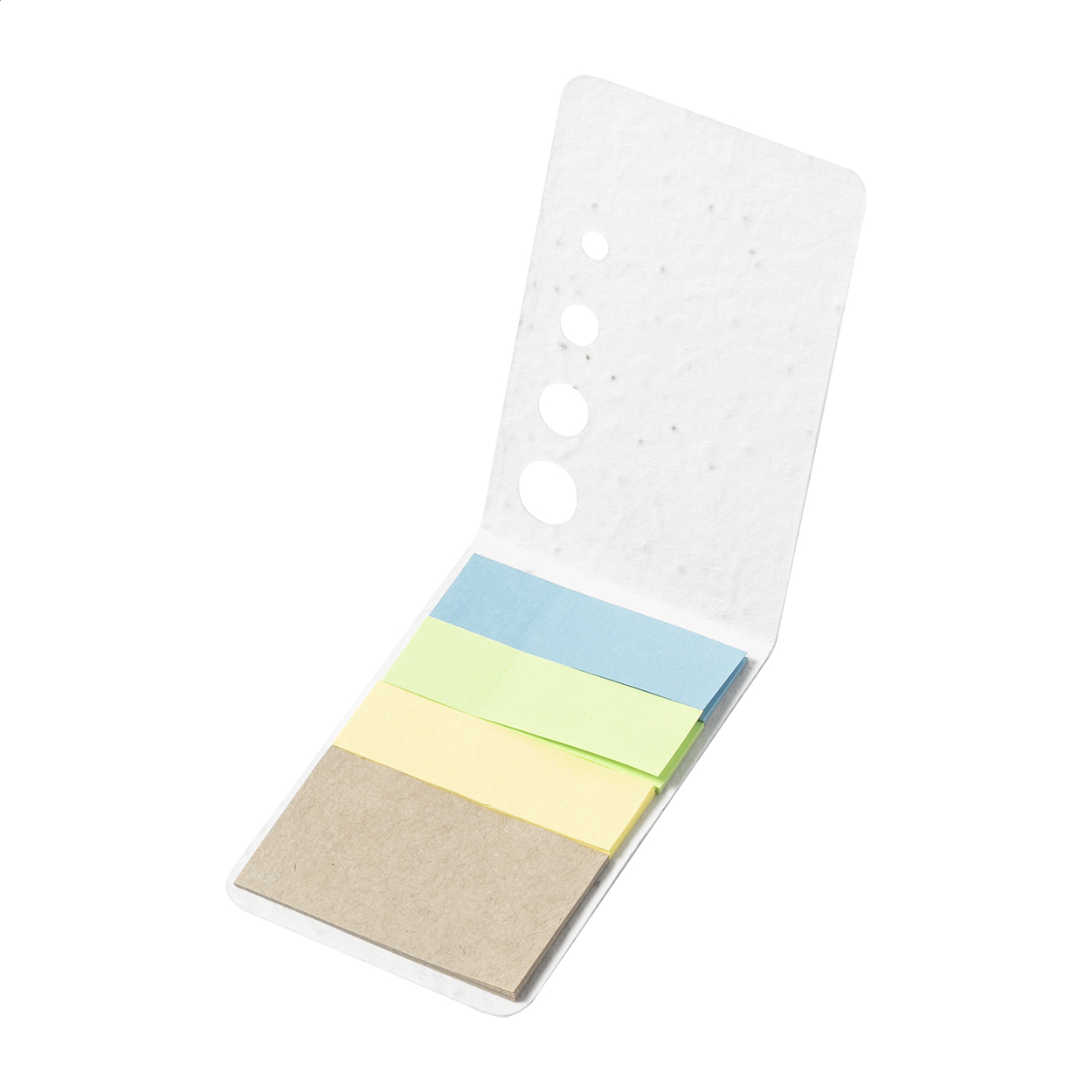 Sementi seed paper sticky notepad with notes and page markers, logo