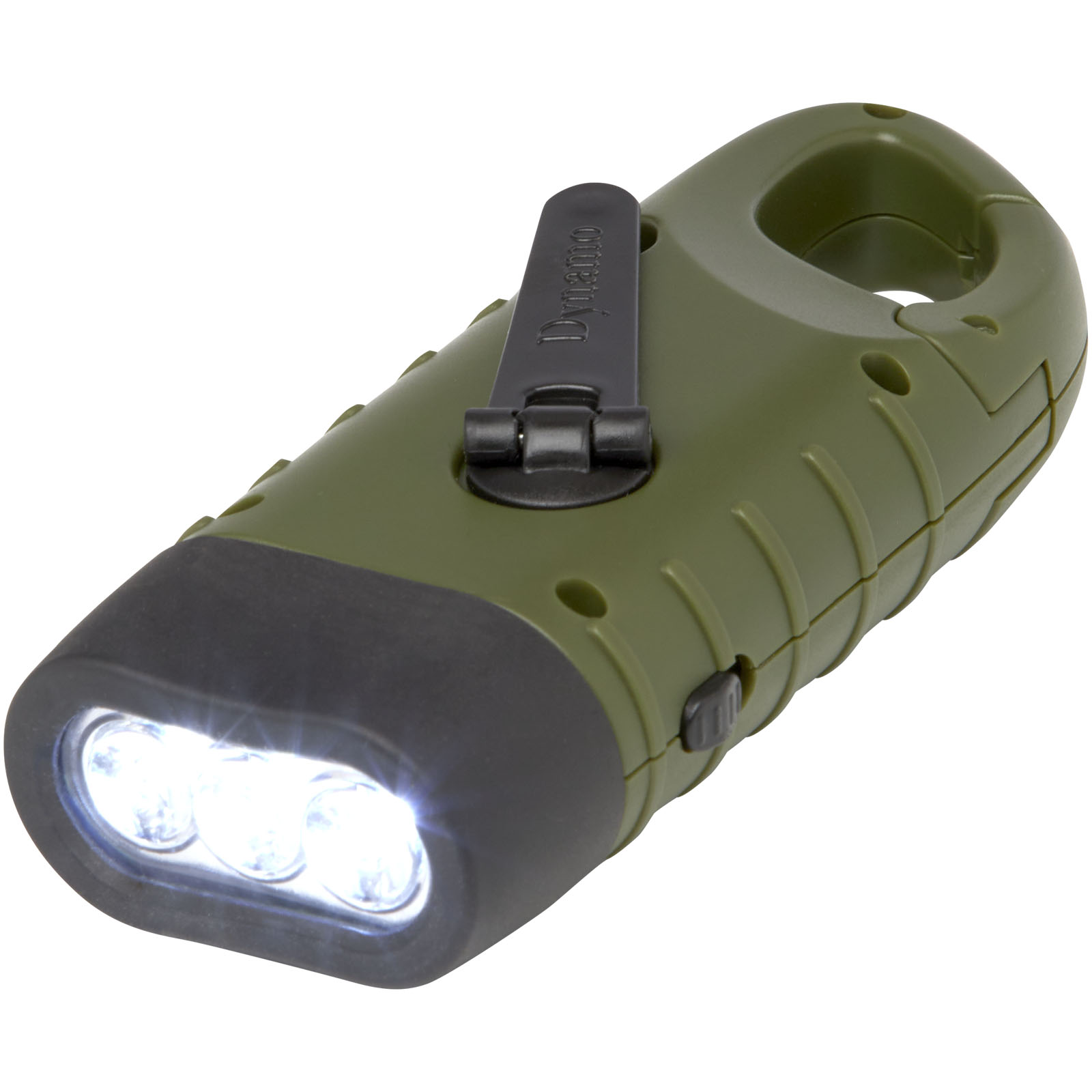 Helios wiederverwendbare Kunststoff Solar-Dynamo Taschenlampe mit Karabiner - Waldeck 