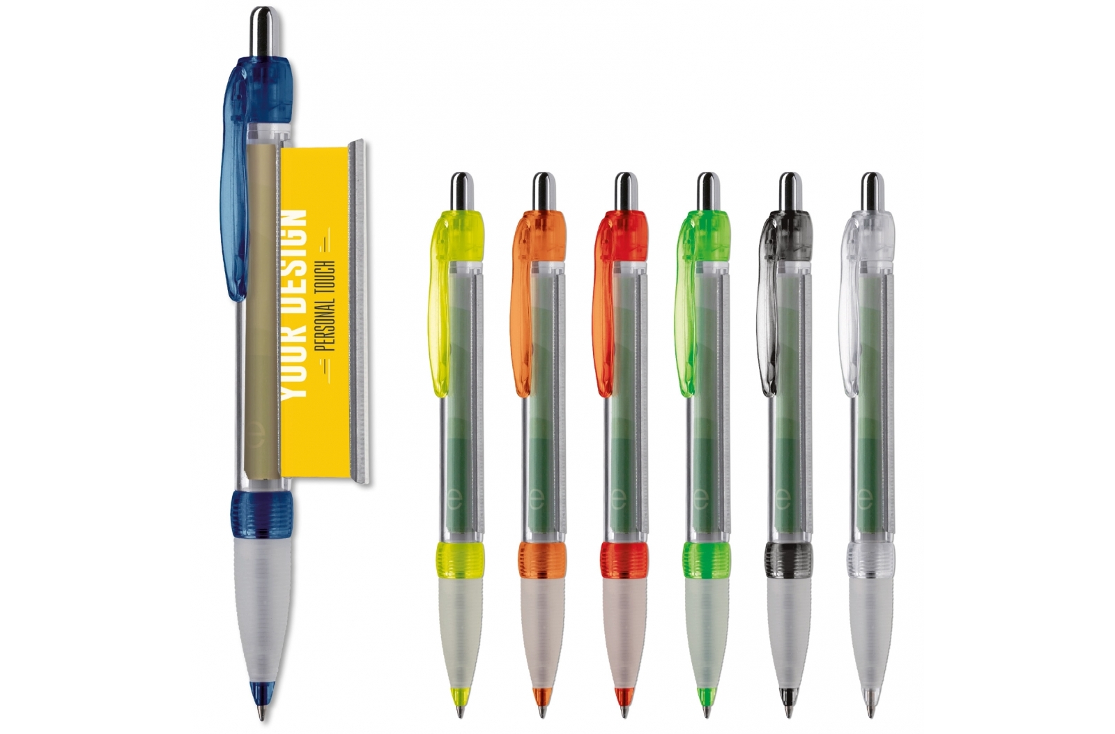 Transparent Ballpoint Pen with Rubber Grip - Exmouth