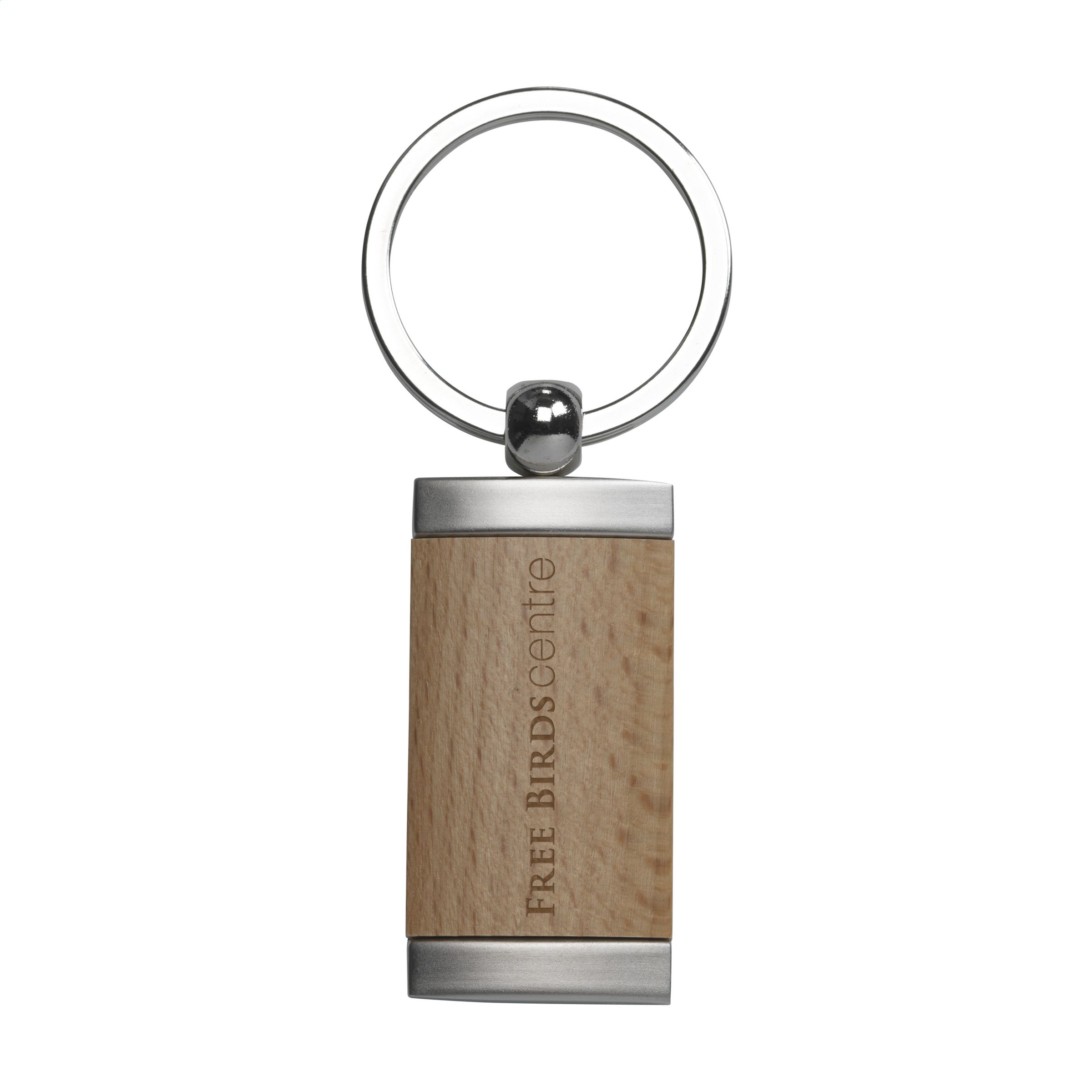 Matte Metal Keyring with Beech Wood Inlay - Buckingham - Eythorne