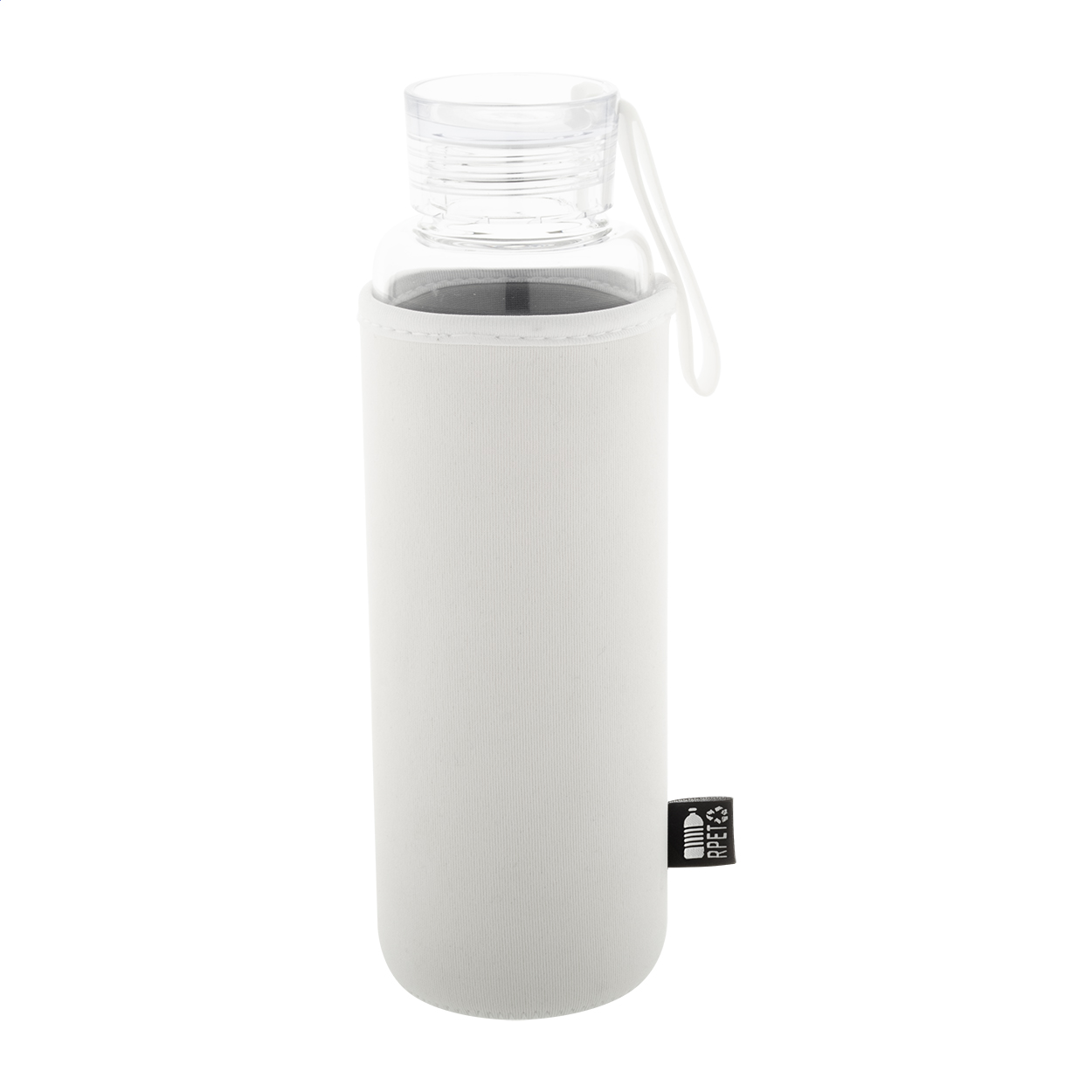 Vitrem recycled glass bottle with RPET neoprene cover and logo, 550 ml