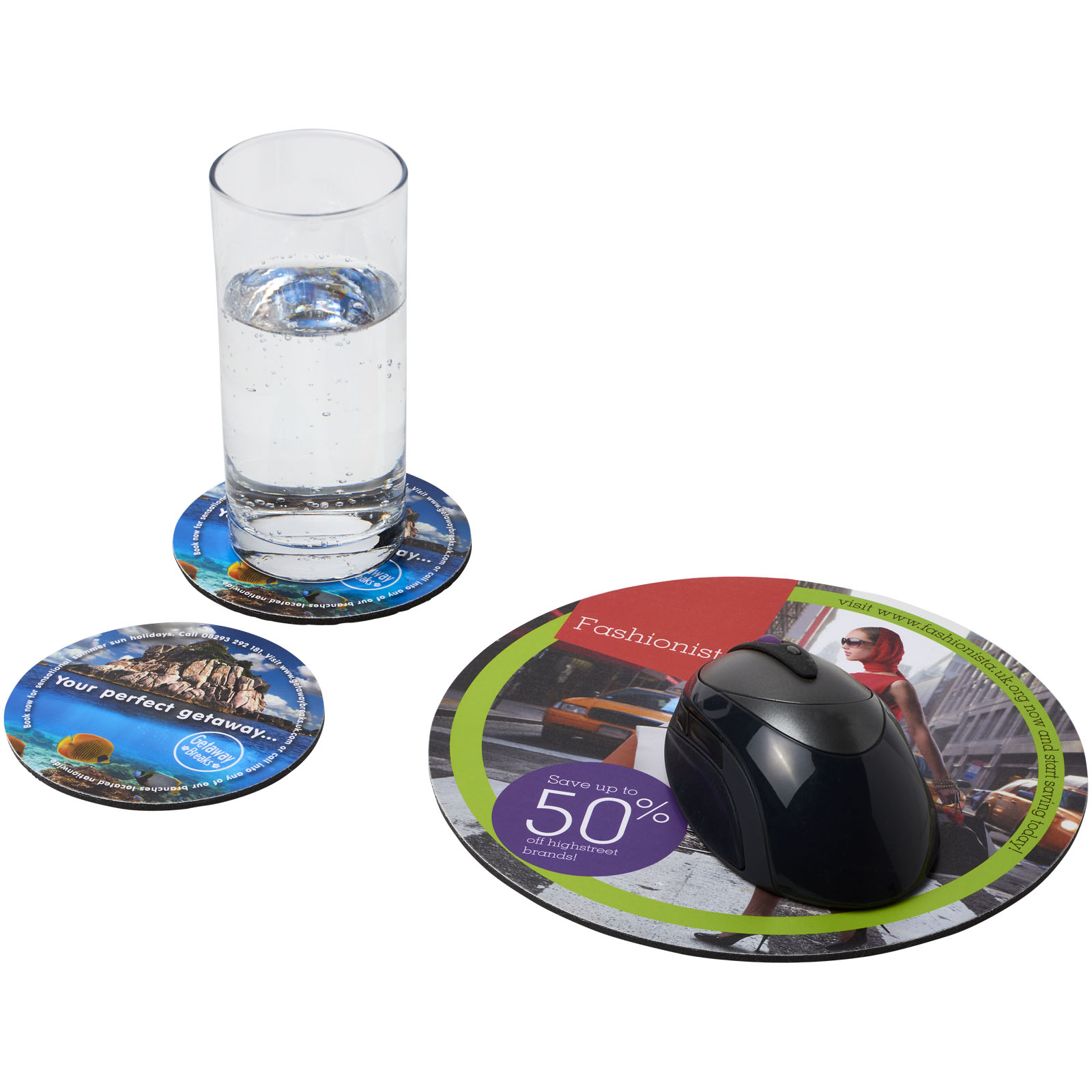 Q-Mat Mouse Mat and Coaster Set - Ashley Cross