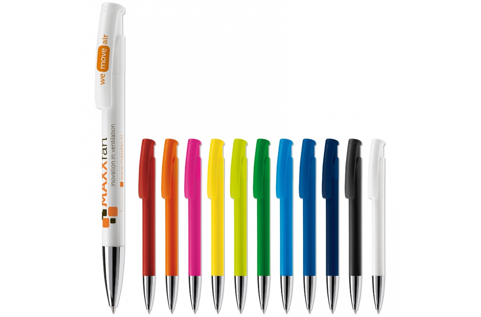 Ballpoint pen with a hard color finish, made in Germany, with a large blue refill - Hindley